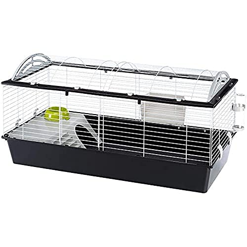 FERPLAST Nagetierkäfig CASITA 120 für Kaninchen, Meerschweinchen, Meerschweinchen, aus Metall, inklusive Zubehör: Futterkrippe, Trinkflasche, Napf, Haus, Leiter. 119x58xh60cm