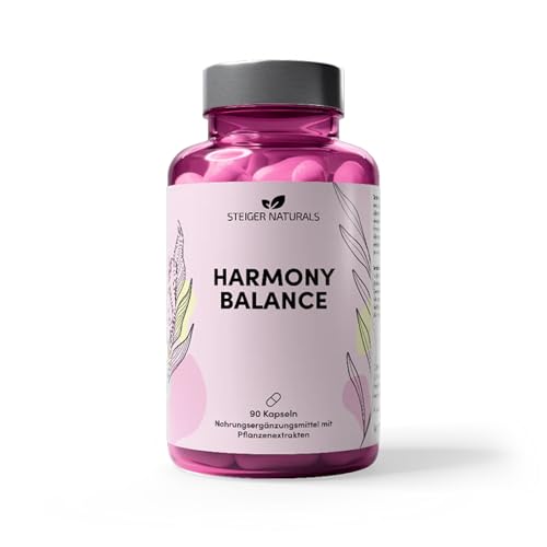 Steiger Naturals Harmony Balance – Pflanzlicher Komplex für Frauen mit 10 Pflanzenextrakten | Hormonfrei, Vegan, Laktosefrei, Glutenfrei | 90 Kapseln