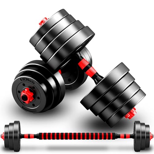 Hantel Hanteln Verstellbar Set, Kurzhanteln Schwarz 2er Set, Gewichte Hantel Kraftraining kann als Langhantel Verwendet Werden, für Männer und Frauen, 2 in 1 Kurzhantel Fitness Handgewichte, 10kg