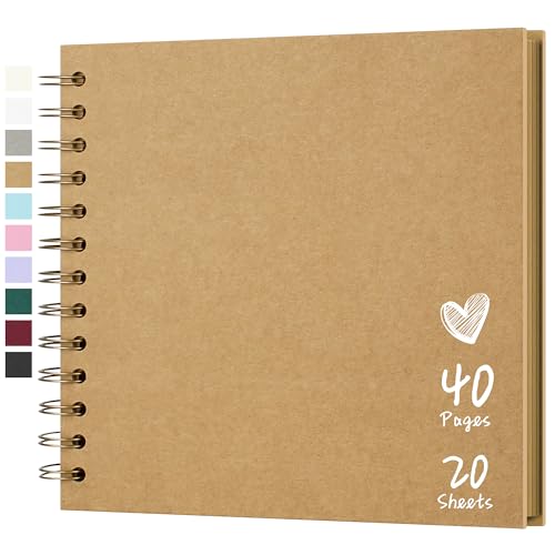 Hiwhy Fotoalbum Scrapbook 18x18 cm 40 Seiten DIY Scrapbook Hartes Kraftpapier Baby Erinnerungsbuch Familie Geburtstag Hochzeit Jahrestag Scrapbook, Gelb