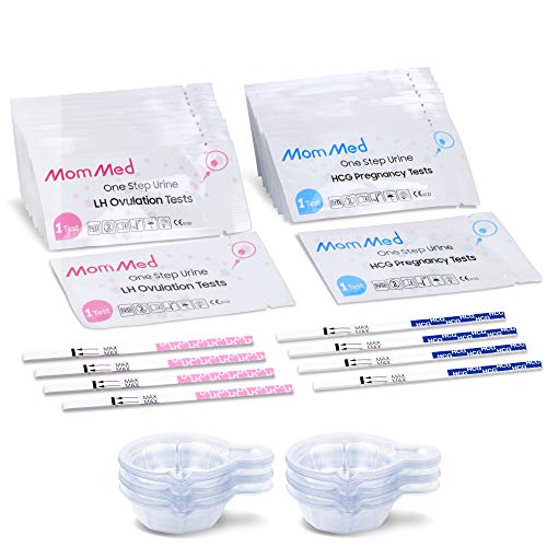 MOMMED Ovulationstest Kit HCG15-LH40, 15 Schwangerschaftstests und 40 Ovulationstests mit 55 Urinbechern Zuverlässiger und schneller Frühschwangerschaftstest