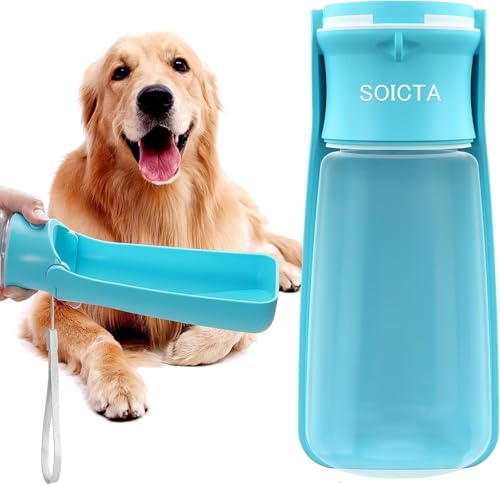 Trinkflasche Hunde für Unterwegs zum Gehen 550ml oder 350ml Hundetrinkflasche für Unterwegs für Welpen Kleine Mittel Große Trinkflasche Hund Hunde Trinkflasche to Go(550ml Blau)