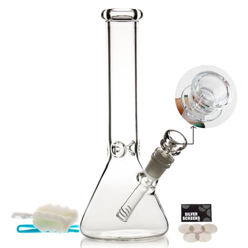 bongbongbong Wasserbongs zum Räuchern von Bong, Pfeifen, Glas, Bong-Schüssel, 14,5 mm mit Räucherpfeife, Zubehör, Glasbongs, 14,5 mm Wasserpfeifen, Schalen mit Bongs (Transparenter Bong)