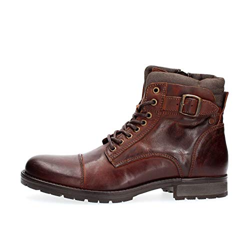 JACK & JONES Herren Jfwalbany Leather Brown Stone Biker Boots, Brown Stone, 43 EU