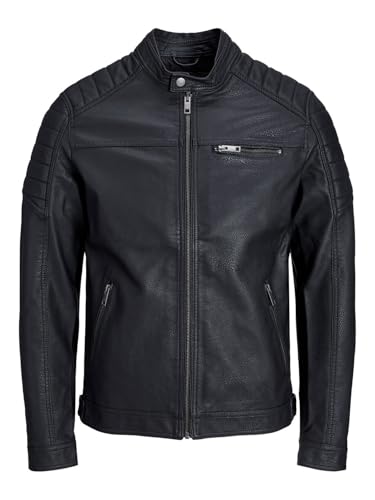 JACK & JONES Herren jerocky jacket noos Kunstlederjacke, Black 2, M EU