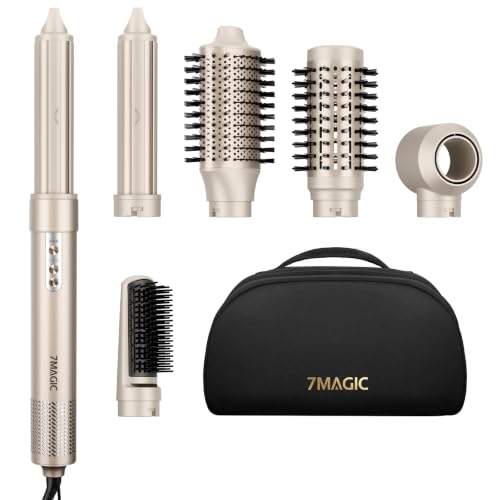 7MAGIC 6 in 1 Airstyler, Ionen Föhn,Auto-Wrap Lockenstab,Ohne Extreme Hitze