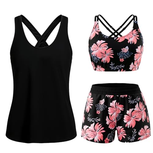Fashion 3-teiliger Tankini Set Damen (DE/NL/SE/PL, Alphanumerisch, L, Regular, Regular)