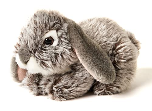 Uni-Toys - Widderkaninchen, liegend (grau) - 18 cm (Länge) - Plüsch-Hase, Kaninchen - Plüschtier, Kuscheltier
