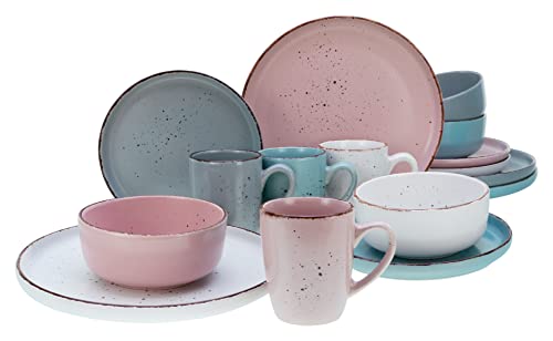 CreaTable, 22908, Serie MODERN FASHION, 16-teiliges Geschirrset, Kombiservice aus Steinzeug, spülmaschinen- und mikrowellengeeignet, Qualitätsproduktion