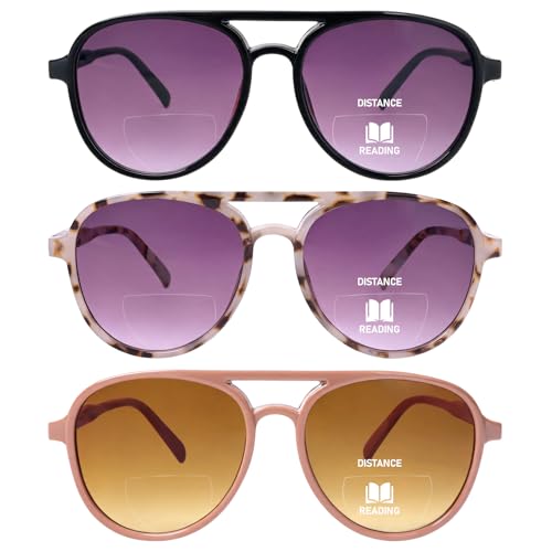 UVTQSSP 3er-Pack Flieger Lesebrille mit Sonnenschutz runde Lesesonnenbrillen für Damen Herren Sonnenlesebrille mit UV400-Schutz（Schwarz, Braun, Grauweiß 1.5）