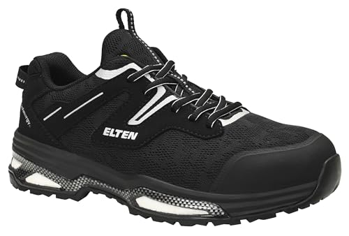 ELTEN Sicherheitsschuhe York XXE Black Low ESD S1P, Damen und Herren, Textil, Stahlkappe, leicht, sportlich 43, Schwarz