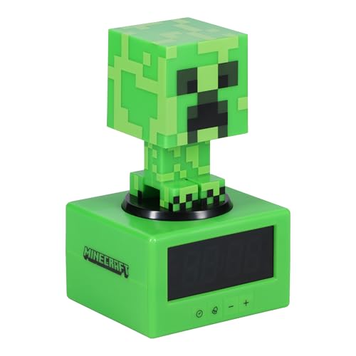 Paladone Minecraft Creeper Wecker - Offiziell Lizenziertes Icon mit Minecraft Musik & Nachtlicht für Kinder und Jugendliche, Gaming-Zimmer Zubehör, Minecraft Gamer Enthusiasten Novitätengeschenk