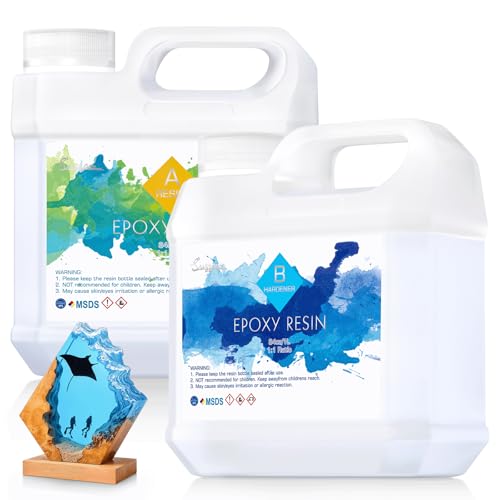 Suzzam Epoxidharz 2000ml/68oz Kristallklar, ungiftig Hochglanz und UV-beständig Epoxy Resin für Holz, Schmuckherstellung, Restauration, selbstnivellierendes Gießharz für Anfänger DIY Harzkunstprojekte