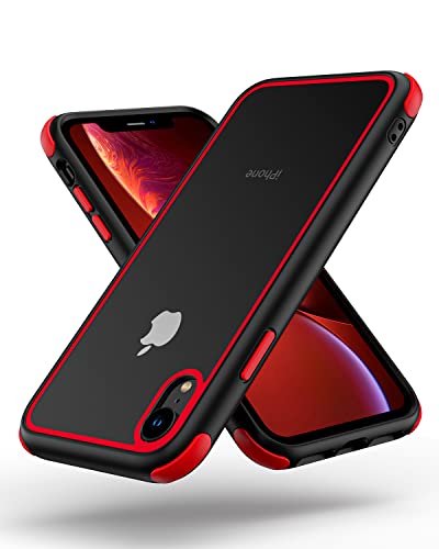 MobNano Ultra Hybrid Durchsichtig Hülle für iPhone XR Hülle Stoßfest Bumper Transparent Handyhülle Shockproof Fallschutz Silicone iPhone XR Case - Schwarz Rot