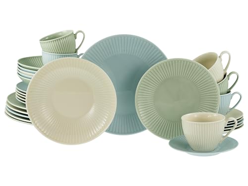 CreaTable, 24034, Serie Valencia Pastell, 30-teiliges Geschirrset für 6 Personen aus Porzelan Kombiservice aus Porzellan, spülmaschinen- und mikrowellengeeignet, Made in Europe