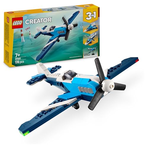 LEGO Creator 3in1 Flieger: Rennflugzeug Spielzeug - Umbaubar in Jet oder Hubschrauber Modell - Fahrzeug Bauset für Jungen und Mädchen ab 7 Jahren - Geschenkidee zum Geburtstag 31160