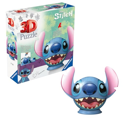 Ravensburger 3D Puzzle 11574 - Puzzle-Ball Stitch - Puzzleball mit ansteckbaren Ohren - für kleine und große Stitch und Disney Fans ab 6 Jahren
