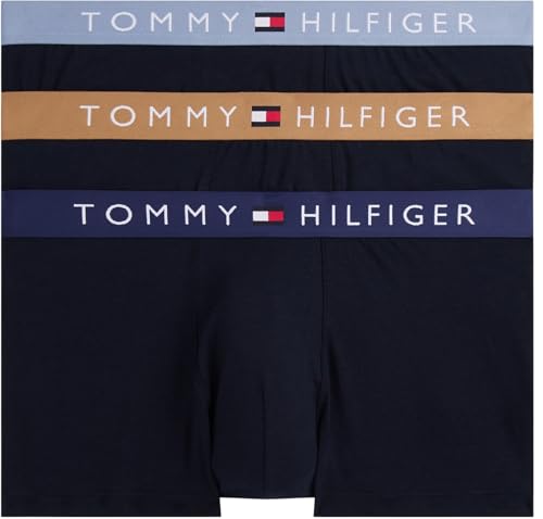 Tommy Hilfiger Herren 3er Pack Boxershorts Trunks mit Logobund, Mehrfarbig (PRP NVY/Hckory/BRK Blu), M