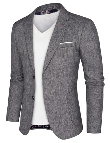 PJ PAUL JONES Herren Sakko Sportlich Regular Fit Freizeit Blazer Jackett Modern Business Anzugsjacke (Dunkelgrau, L)