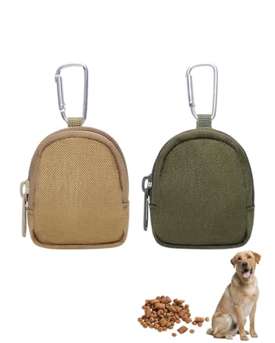 MYGLOAR 2PCS Kleine Leckerli-Tasche ,Leckerlibeutel für Hunde, tragbare Gehbeutel, Kotbeutelhalter, freihändige Hunde-Leckerli-Tasche ,für das Gassigehen & Hundetraining(Militär- und Schlammfarben)