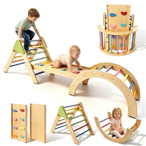 7 in 1 Montessori Klettergerüst Set Kinder ab 18m+ Baby Holz Pikler Dreieck