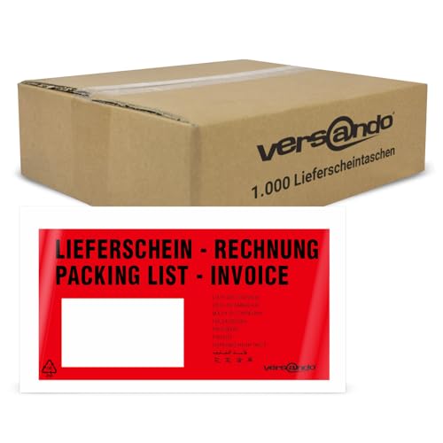 versando 1000 Lieferscheintaschen DIN lang selbstklebend Dokumententaschen