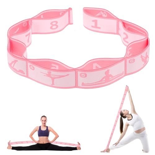 HJZHII Yoga Stretching Band mit 8 Schleifen,Yoga Stretching Strap,Fitnessbänder Band Fitness Stretchband Yoga Band mit Schlaufen Stretch Gurt Hochelastischer Gymnastikband Upgrade Erweitern Spannband