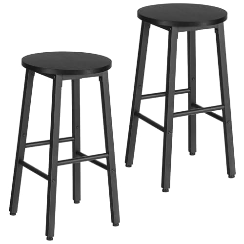 HOOBRO Barhocker 2er Set, Barstühle, Küchenstühle, hoher Hocker mit Fußstützen in 2 Höhen und verstellbaren Füßen, für Bad, Küche, Theke, Schwarz EBB07BY01G1N2