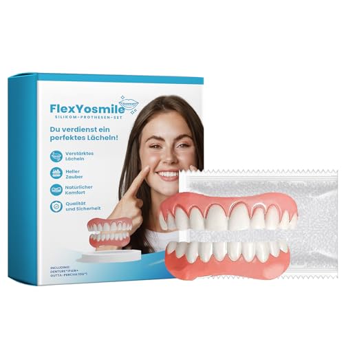 Silikon Zahnprothese Set, Reline Denture Set, Zahnersatz Prothese Komplett Männer & Frauen, Prothesen Unterfütterung Gebiss, Kosmetische Zähne Temporäre Prothesen für Eine Schnelle Orale Verschönerung