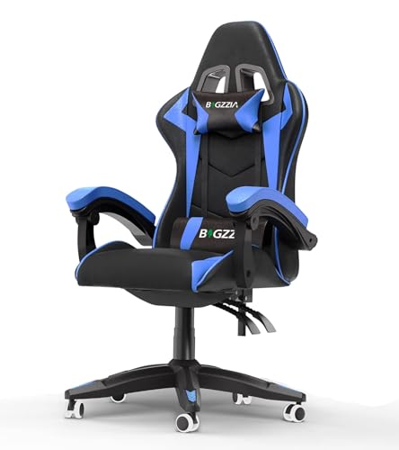 bigzzia Gaming Stuhl Ergonomisch, Gaming Sessel, Pc Stuhl, Gaming Chair, 90-135° Rückenlehne Gamer Stuhl Mit Kopfkissen Und Armlehnen für Jugendliche und Erwachsene Blau