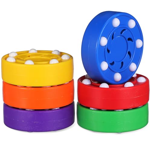BESPORTBLE Eishockey Pucks 6er-Set - Straßenhockey Pucks aus ABS für Indoor/Outdoor, Inline Hockey Training - Bunt & rutschfest Kinder & Erwachsene