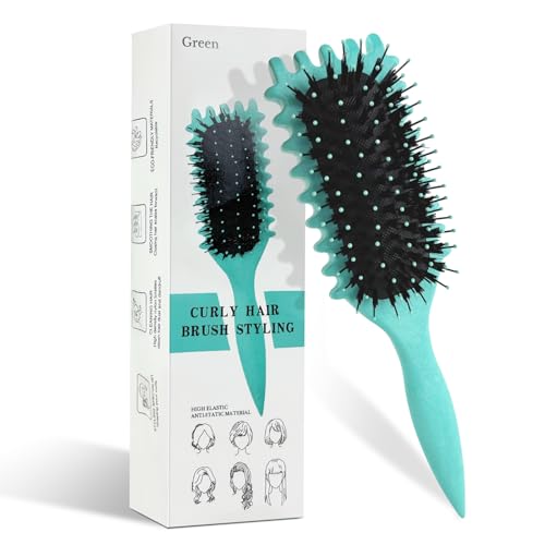 CNMTCCO Lockenbürste, Curly Hair Brush, Curl Defining Brüsh, Haarbürste zum Kämmen und Formen, Nylonborsten, Lockenverstärker, Reduziert Ziehen und Locken Trennung für Definierte Trendige Locken