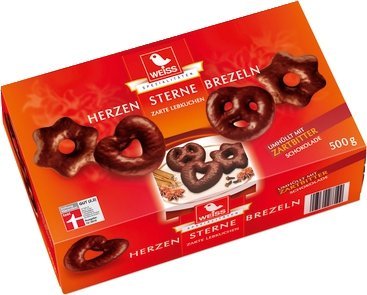 Weiss Herzen Sterne Brezeln Zartbitter Menge:500g