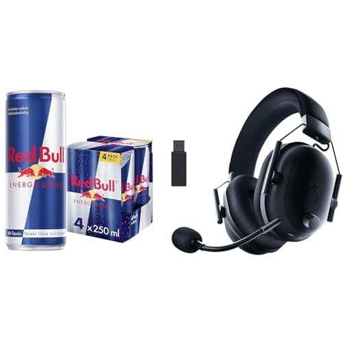 Razer BlackShark V2 Pro (2023) für PC - Kabelloses Premium Esports Headset Schwarz + Red Bull Classic Energy Drink 4-Pack, EINWEG (250ML)