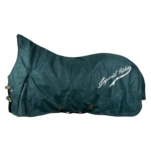 Imperial Riding Outdoordecke IRH Super-Dry 50 g, wasserdicht & atmungsaktiv, 600D Polyester Nylonfutter, leichte Winterdecke für Pferde, edles Design & Bequeme Passform, Waldgrün, 155