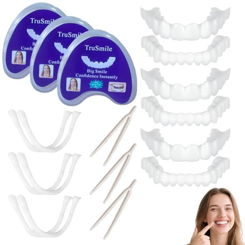 3 Stück Zahnersatz Zum Aufstecken Veneers Zähne Zum Aufstecken Zahnersatz Provisorischer Zähne Silikon Zahnprothese Mit Zahnprothesenfall Natürliches Aussehen Wiederverwendbar