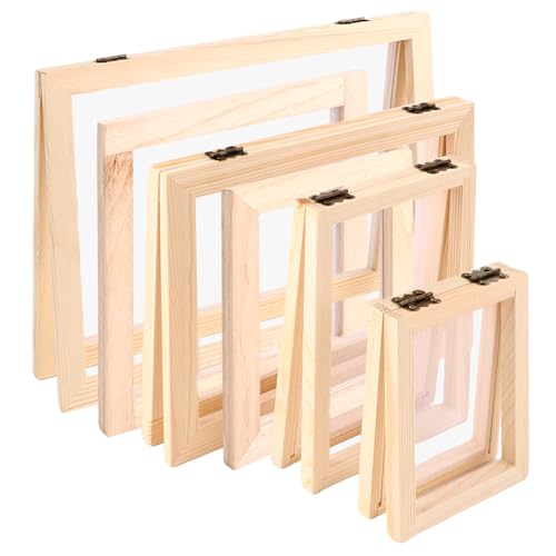 Oungy 6 Stück Papier Schöpfen, 6 Größen Papierherstellung Rahmen, (A4, A5, A6 & A7), Papierschöpfrahmen 25 X 34 cm, Schöpfrahmen, Siebdruck Set, Siebdruckrahmen für Papierkunst Handwerk DIY Craft