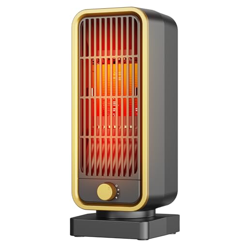 DDHTSAL Energiesparender Heizlüfter Klein Leiser - 900W PTC Keramik Schnell Heizung Elektroheizung, 3 Gänge Knopf Tischheizung mit Kippschutz für Büro, Schlafzimmer, Badezimmer