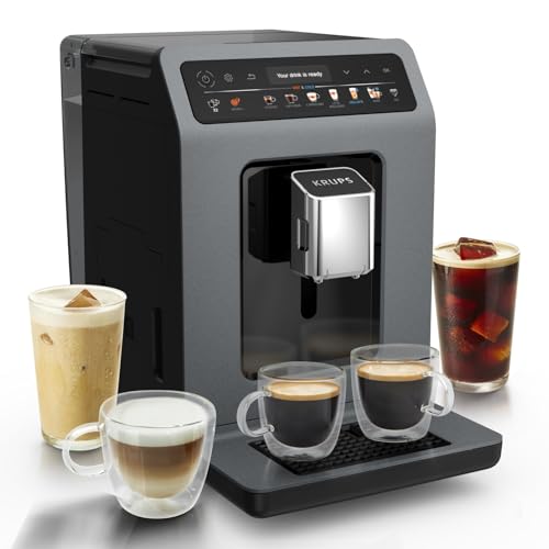 Krups Evidence Hot & Cold Kaffeevollautomat, 18 Getränkespezialitäten, heiße und kalte Getränke, One-Touch Cappuccino, Milchsystem, automatischer Pflegezyklus, schnelle Aufwärmzeit, EA898GF0