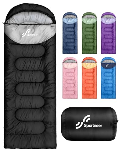 Schlafsack Outdoor - Sportneer Schlafsack Erwachsene und Kinder - Schlafsack Winter, Schlafsäcke, Camping Sleeping Bag Deckenschlafsack Leicht Tragbar für Camping Wandern Rucksackreisen