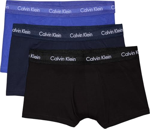 Calvin Klein Herren 3er Pack Boxershorts Low Rise Trunks Unterwäsche, Mehrfarbig (Black/Blueshadow/Cobaltwater Dtm Wb), XL