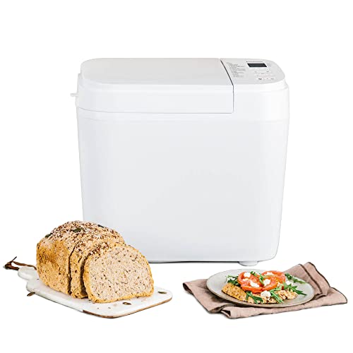 Panasonic SD-B2510W Vollautomatischer Brotbackautomat, 4 glutenfreie Programme, horizontales Design, 21 automatische Programme, 2 Temperatursensoren, 13 Stunden Zeitvorwahl, LCD-Display, Weiß