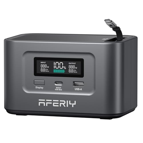 AFERIY 145W Tragbare Powerstation, 99,2Wh/31000mAh LiFePO4 Batterie, 3-Port, 6-in-1 Sicherheitsschutz, 100W Solar Generator für Outdoor Camping, Reisen und Notfallsituationen