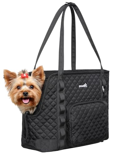 pecute Hundetasche für Kleine Hunde 4kg, Tragetasche Hund Hundetragetasche Leichte, Faltbare Hundetransportbox, Katzen Transporttasche für Unterwegs, Schwarz