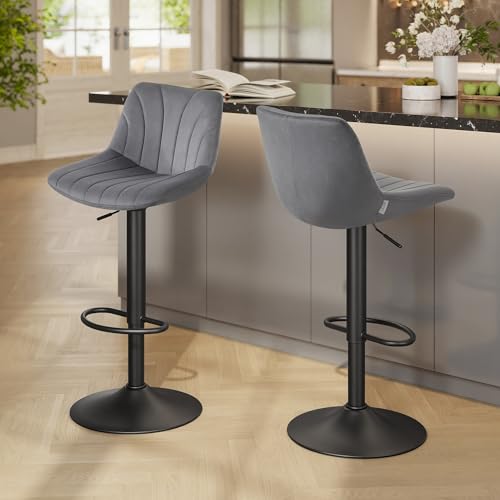 VASAGLE Barhocker 2er Set, drehbar, höhenverstellbar, Samt