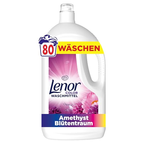 Lenor Color Waschmittel Flüssig, 80 Waschladungen, Amethyst Blütentraum, Lang Anhaltende Frische, Extra Geruchsabwehr Bei Kaltwäsche