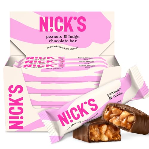 NICKS Keto Riegel Peanuts n fudge, Schokolade Erdnüsse Karamell Snacks, 175 Kalorien, 4,1 Net carbs, ohne Zuckerzusatz, Glutenfrei, Low carb Süssigkeiten (15x40g)