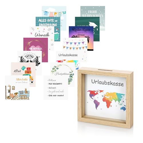 Nordstern® Bilderrahmen Spardose - Sparbox individuell anpassbar für Geldgeschenke - Ideal für Geburtstag, Hochzeit, Geburt, Einschulung, Urlaub, Umzug und Führerscheinprüfung
