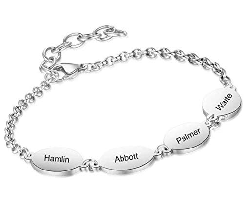 aplusashop ID Edelstahl Armband mit Gravur nach Wunsch mit 2, 3, 4 Plättchen Damen, Mädchen (Mit Gravur, Mit 3 Plättchen)