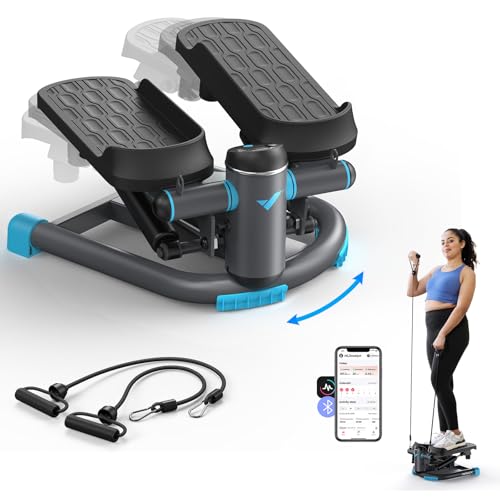 MERACH Mini Stepper für Zuhause, Swing Stepper mit 150 kg Belastung und Widerstandsbändern, Twist Stepper für effektives Bein/Arm/Butt Training, Fitnessgerät für Home Office